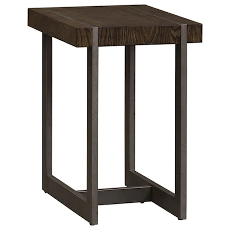 Contemporary Chair Side Table with Metal Base